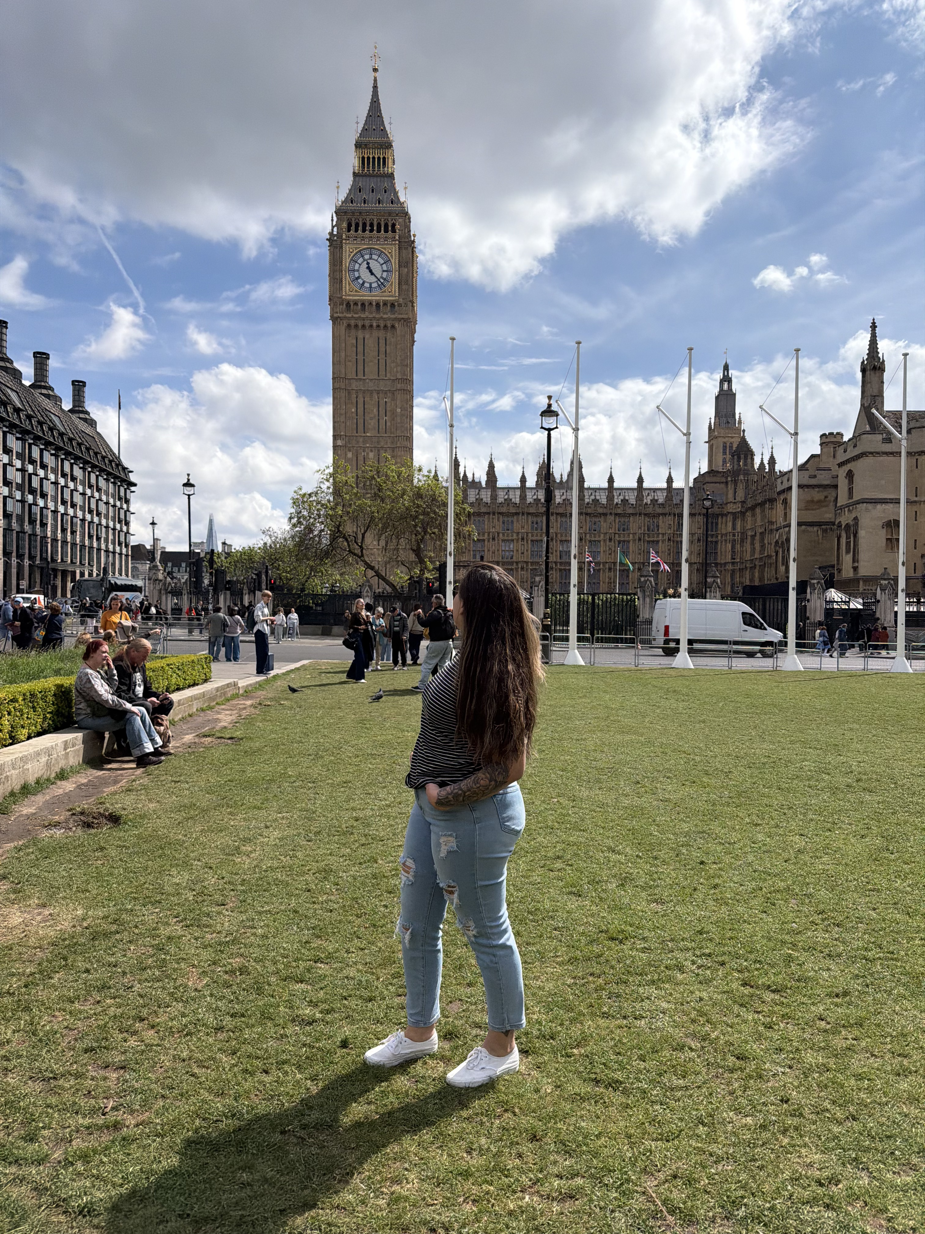 Big Ben clock tower in London against a bright sky
